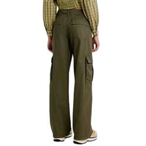 LEVI'S WOMEN'S MID-RISE 94'S BAGGY CARGO WIDE LEG JEANS SIZE 28X32 - ARMY GREEN
